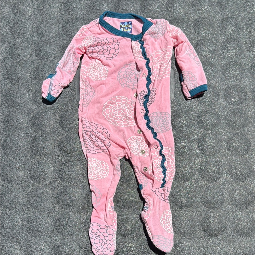Kickee Pants Pink and Blue Footies One Piece